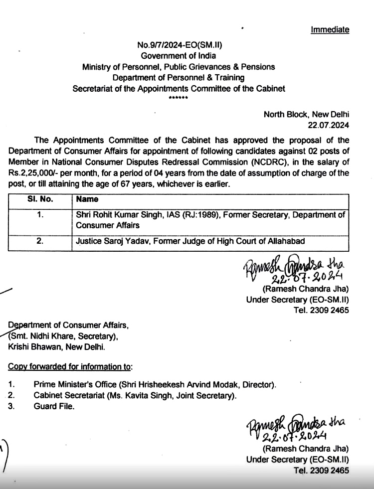 Former IAS Rohit Kumar Singh appointed as member NCDRC | The BuckStopper